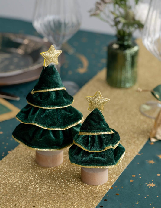 Glitter kerstboom dennen-groen 10 x 18,5 cm