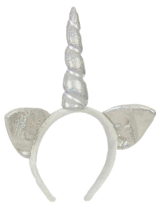 Serre-tête licorne argent avec oreilles adulte