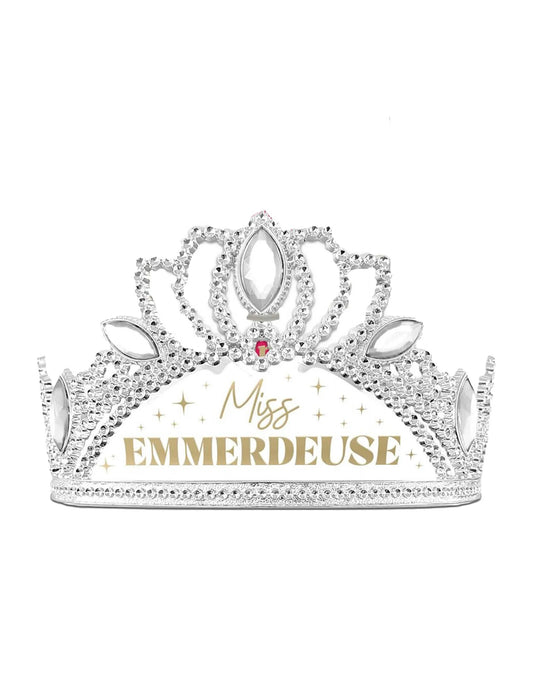 Détail du diadème du set accessoires miss emmerdeuse écharpe et diadème