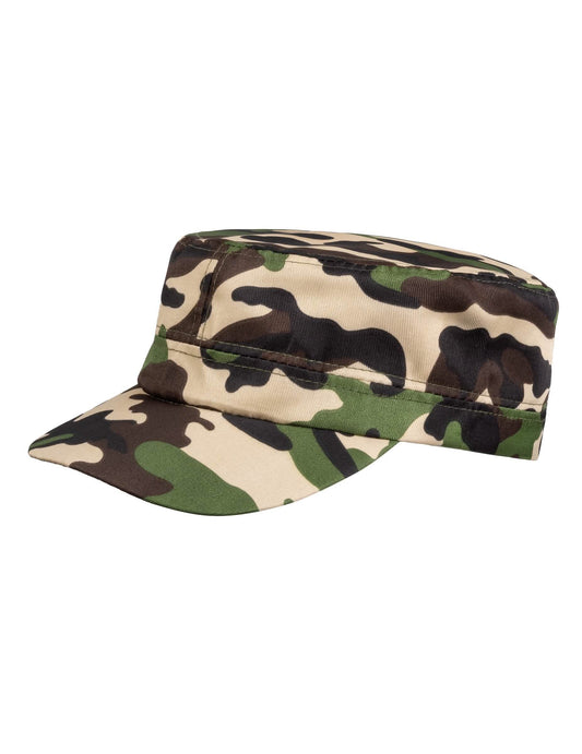 Vue de profil de la casquette camouflage du set accessoires soldat militaire
