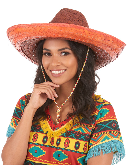 Sombrero mexicain orange adulte