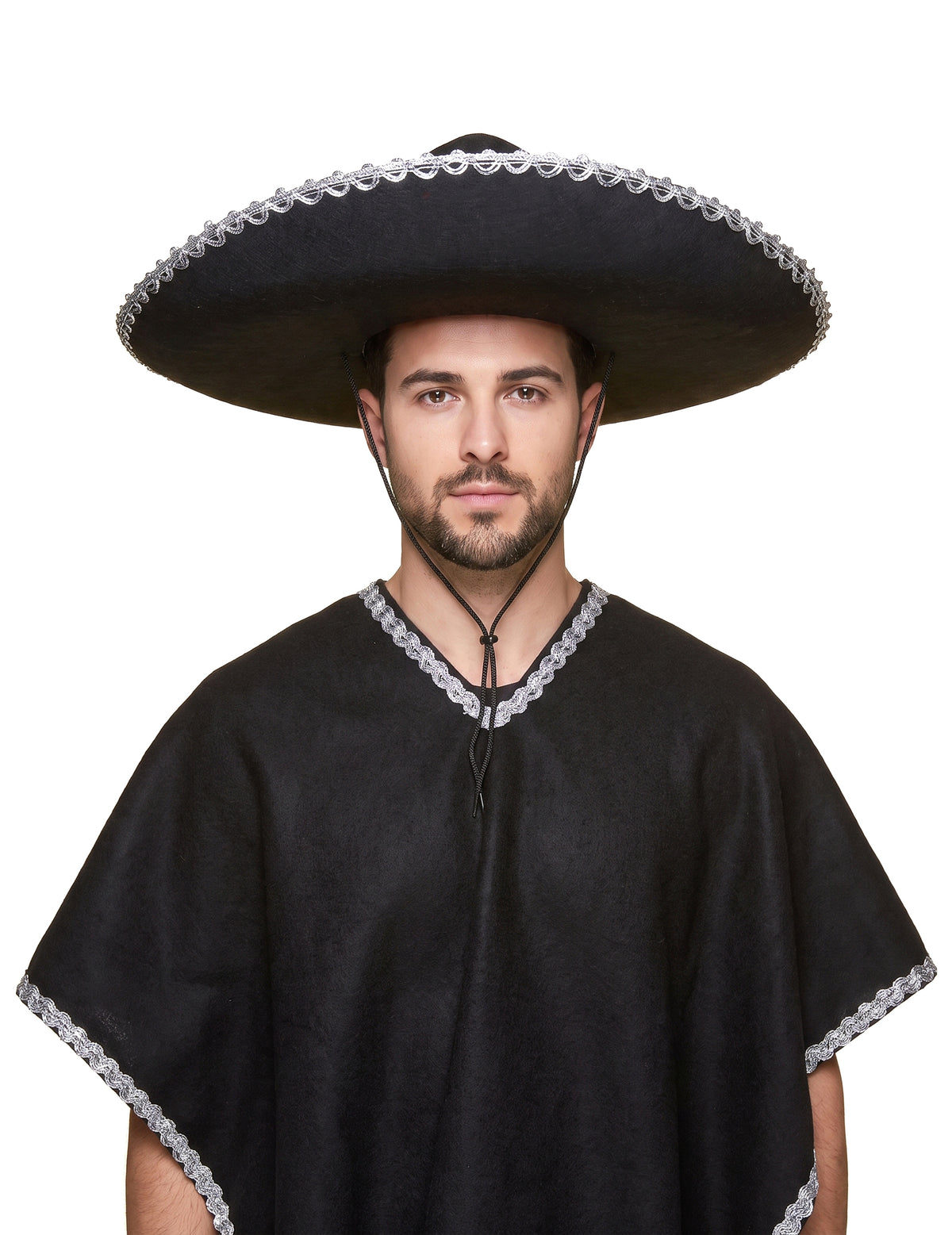 Zwarte sombrero hoed met zilveren rand volwassenen