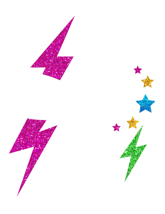 Glitter bliksem gezichtsstickers kleurrijk