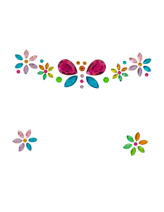 Zelfklevende strassteentjes vlinder en bloemen