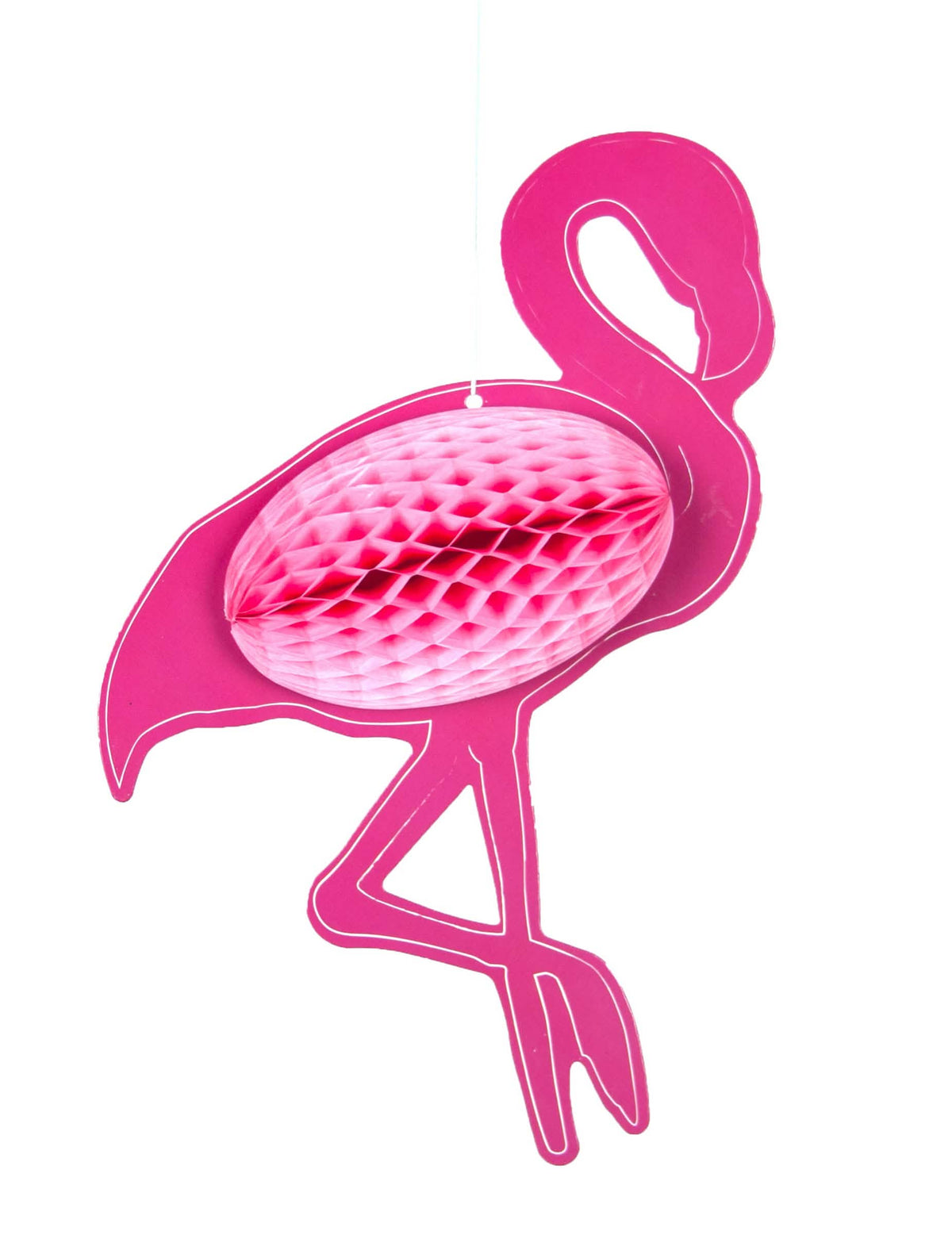 Hangdecoratie met honingraat flamingo roze van papier