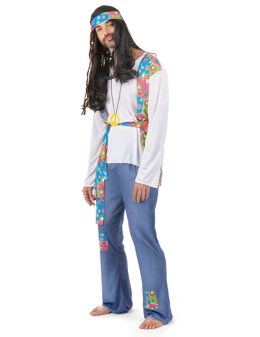 Déguisement de couple hippie coloré adulte