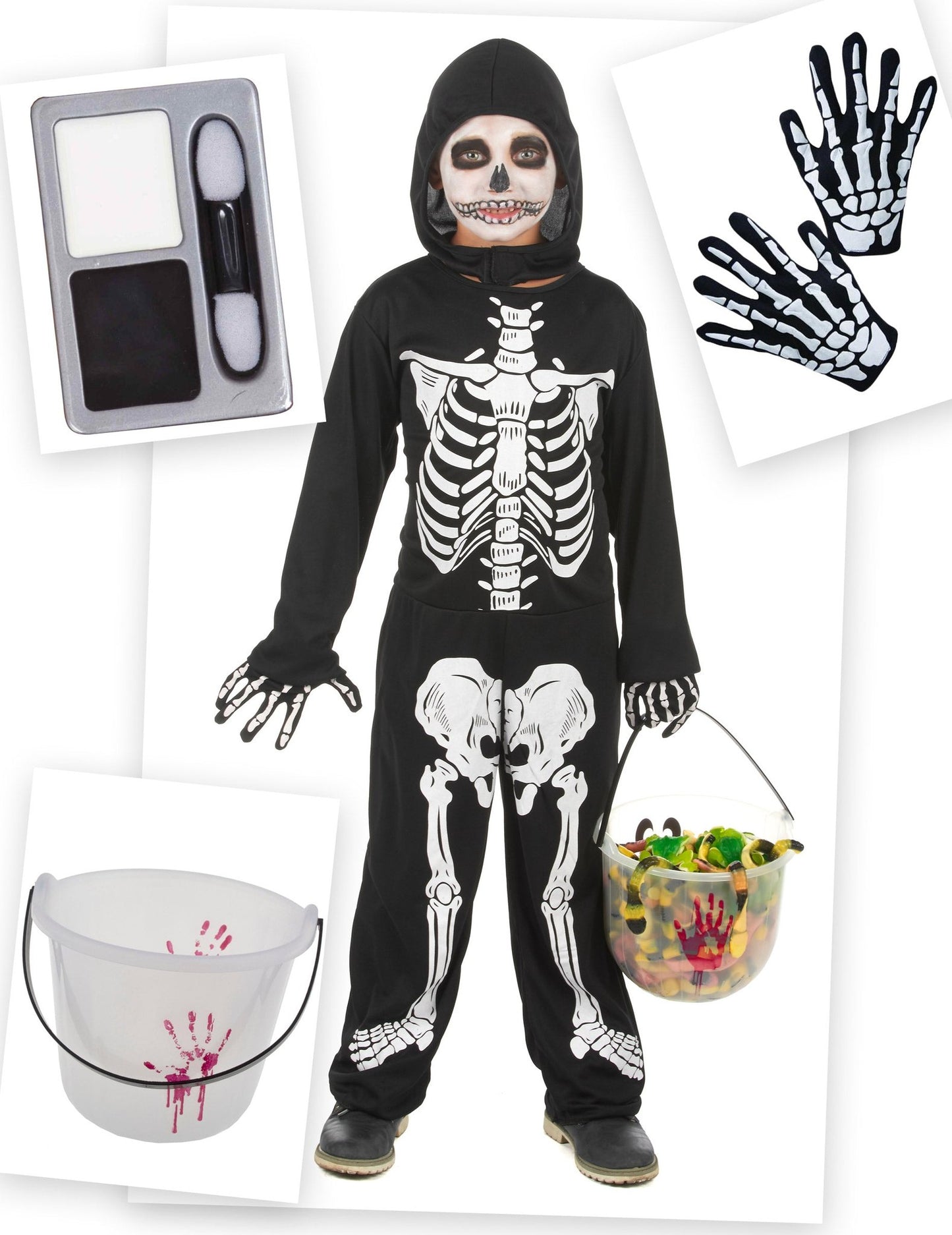 Halloween skeletkostuumpakket voor jongens