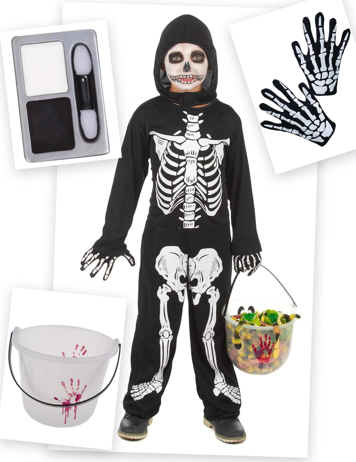 Halloween skeletkostuumpakket voor jongens