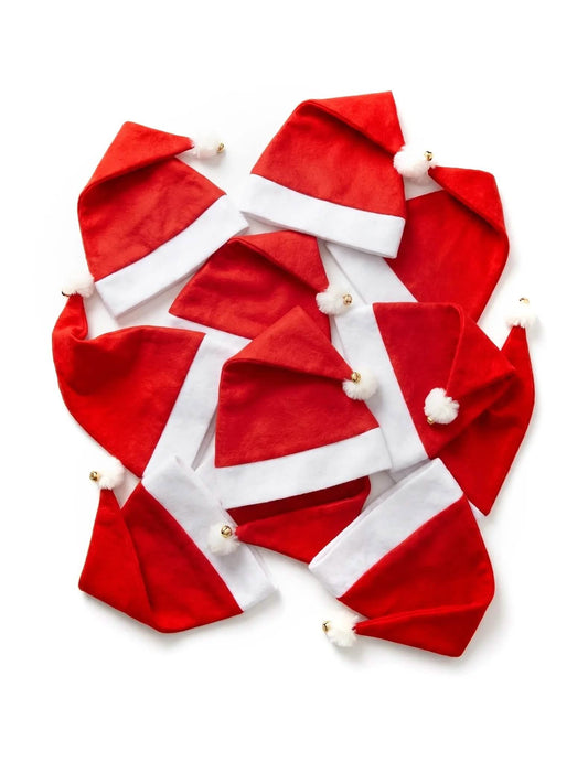 12 bonnets de Noël avec grelot adulte