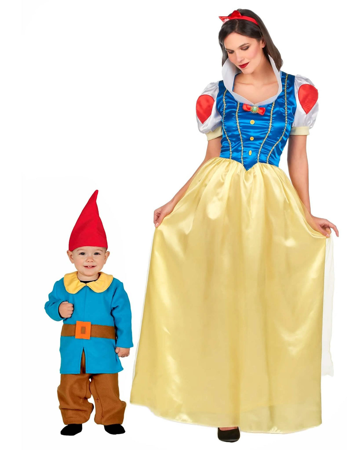 Koppelkostuum van moeder en zoon prinses en dwerg