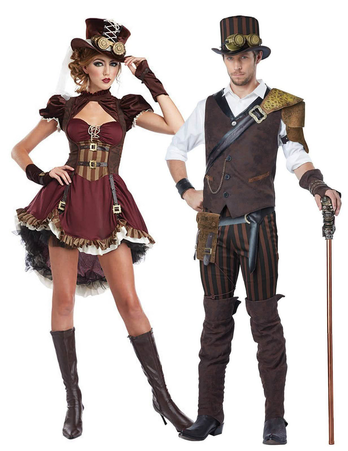 Steampunk adventure koppelkostuum voor volwassenen