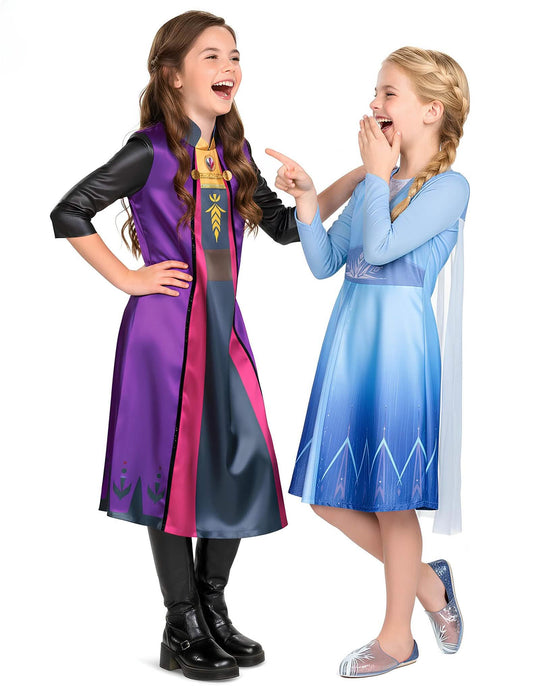 Vue d'ensemble du déguisement de couple Elsa et Anna La Reine des Neiges