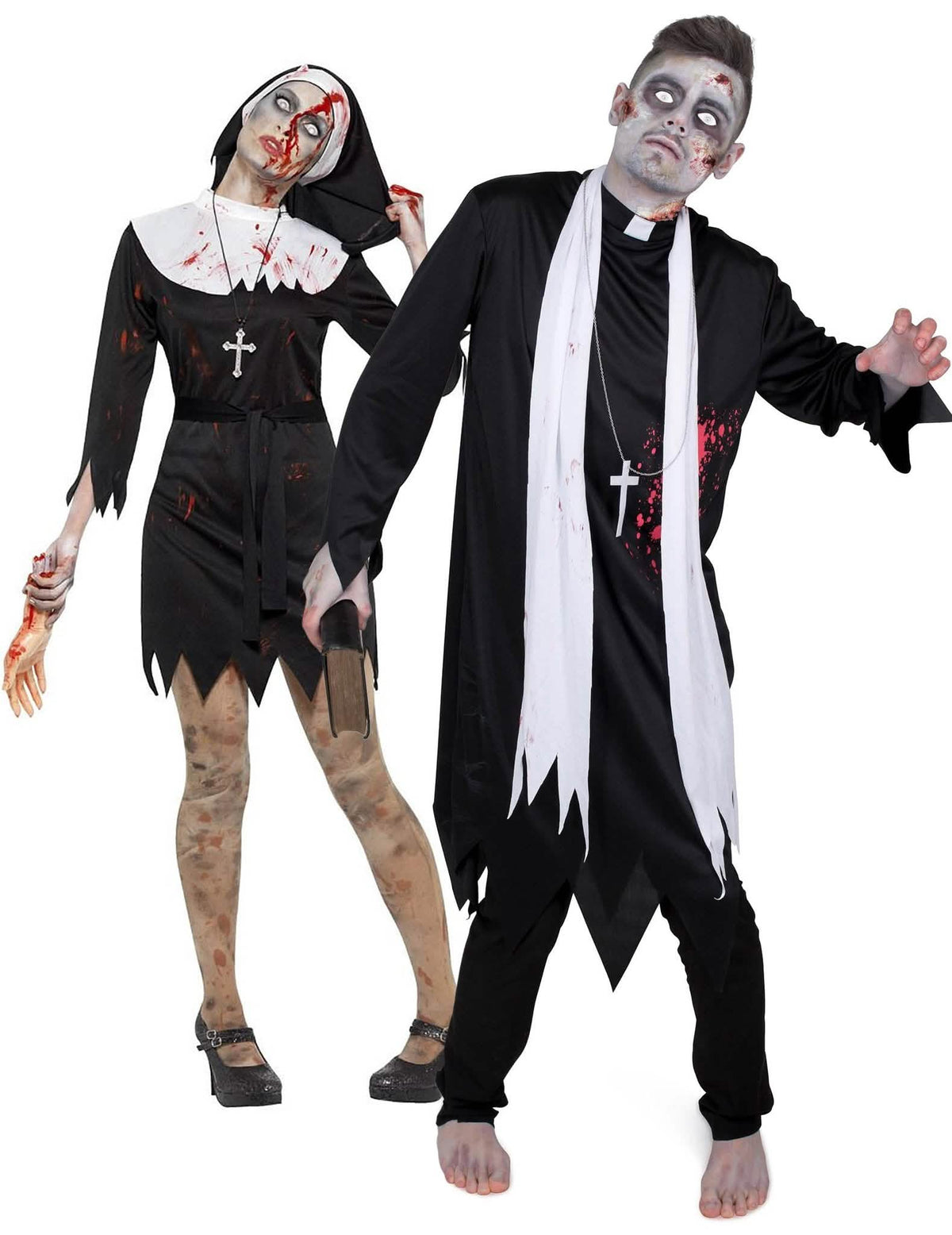 Religieus paar zombie Halloween paar kostuum