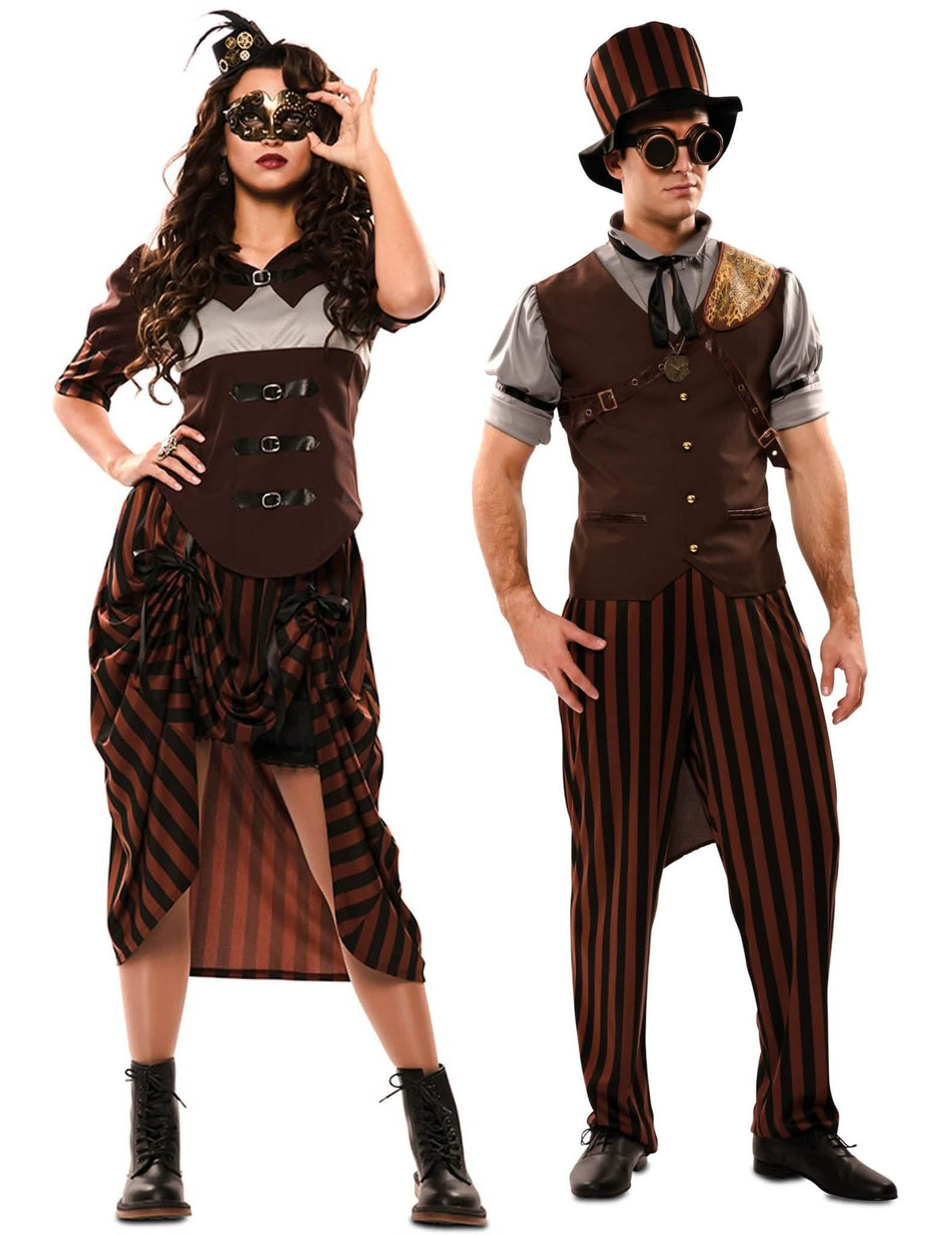 Bruin steampunk-koppelkostuum voor volwassenen
