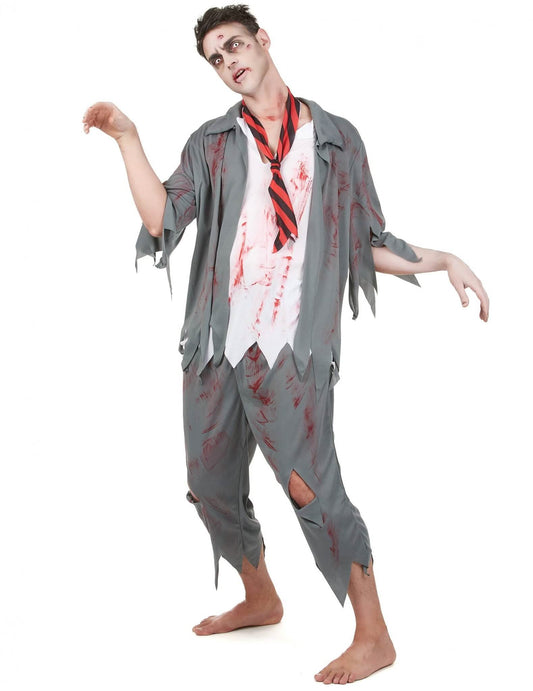 Pack déguisement zombie homme avec faux sang et maquillage Halloween