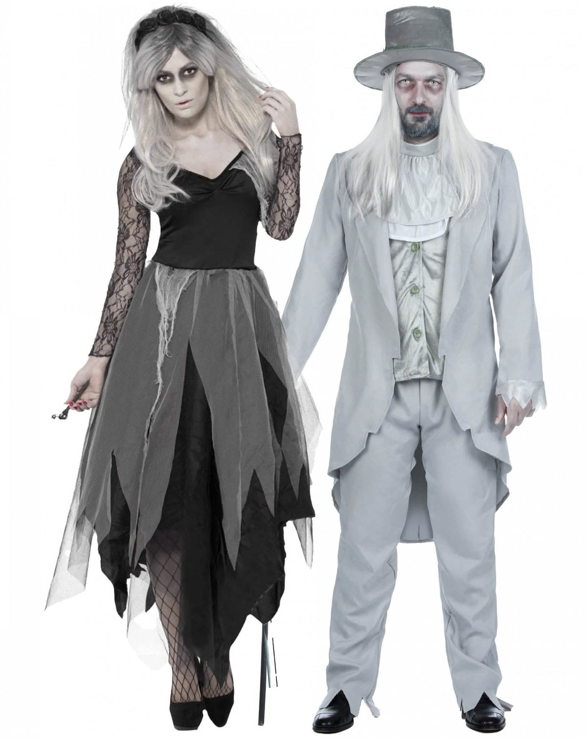 Halloween spookachtig bruidspaarkostuum voor volwassenen