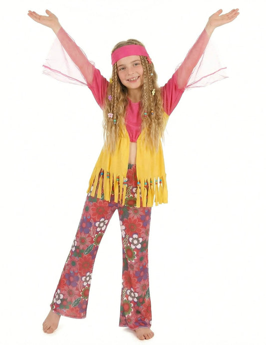Déguisement de couple hippie muticolore mère et fille