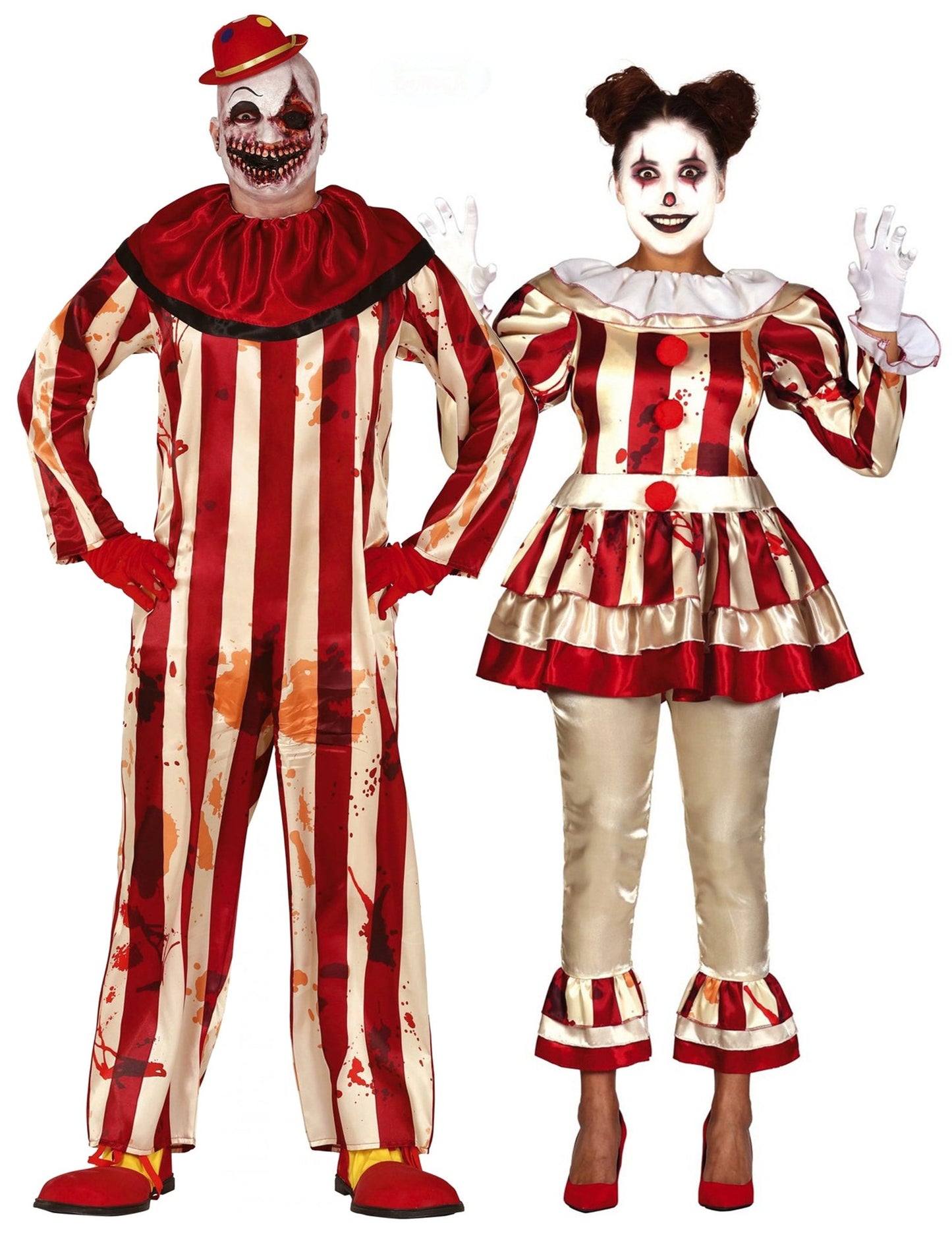 Enge horror clown koppelkostuum voor volwassenen