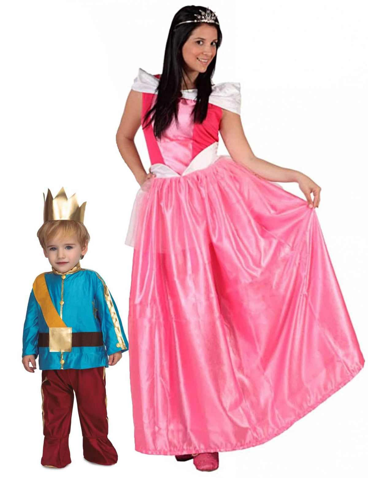 Prinsessen- en prinsenkostuum duo voor moeder en zoon