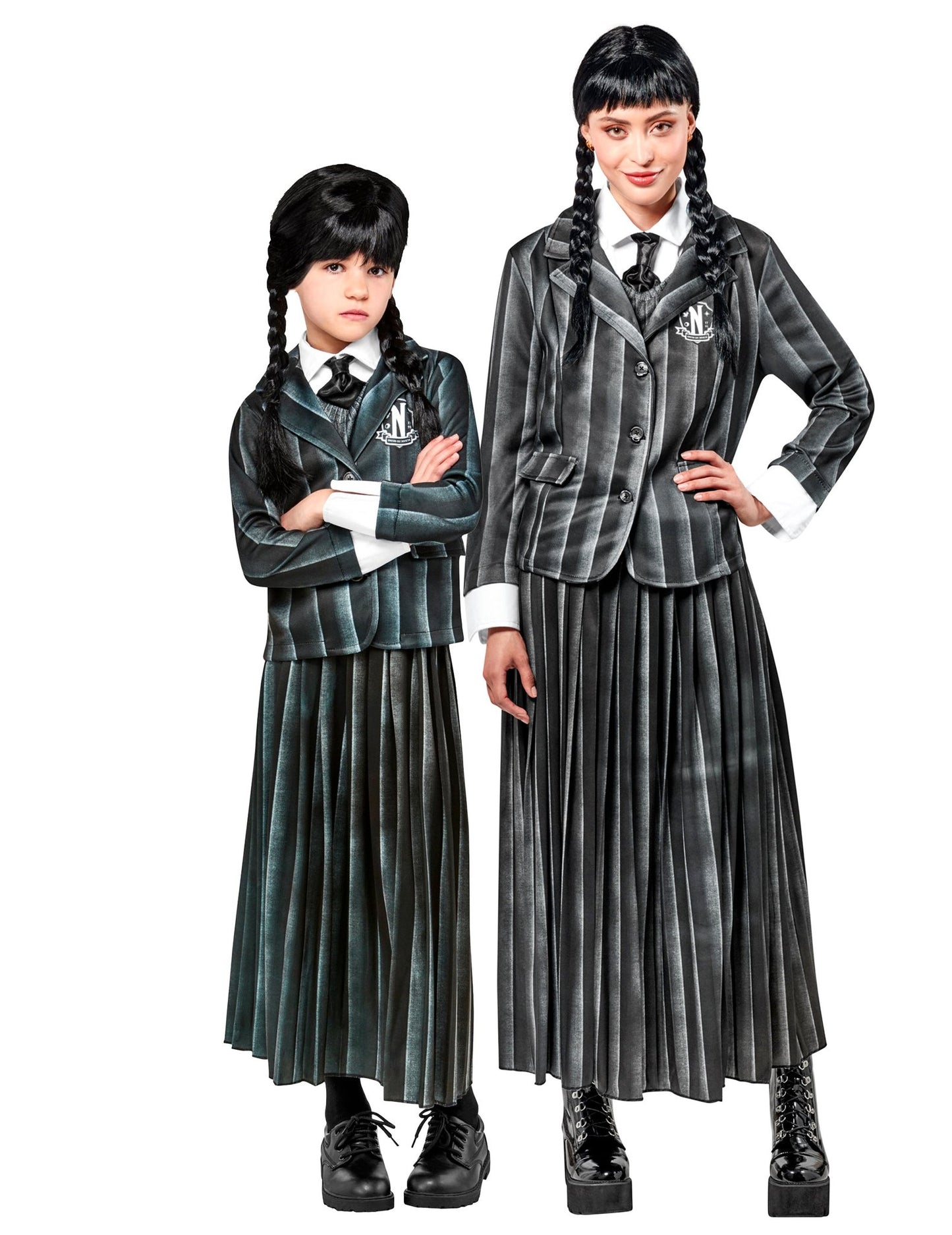 Koppelkostuum schooluniform Wednesday Addams™ voor kinderen en volwassenen