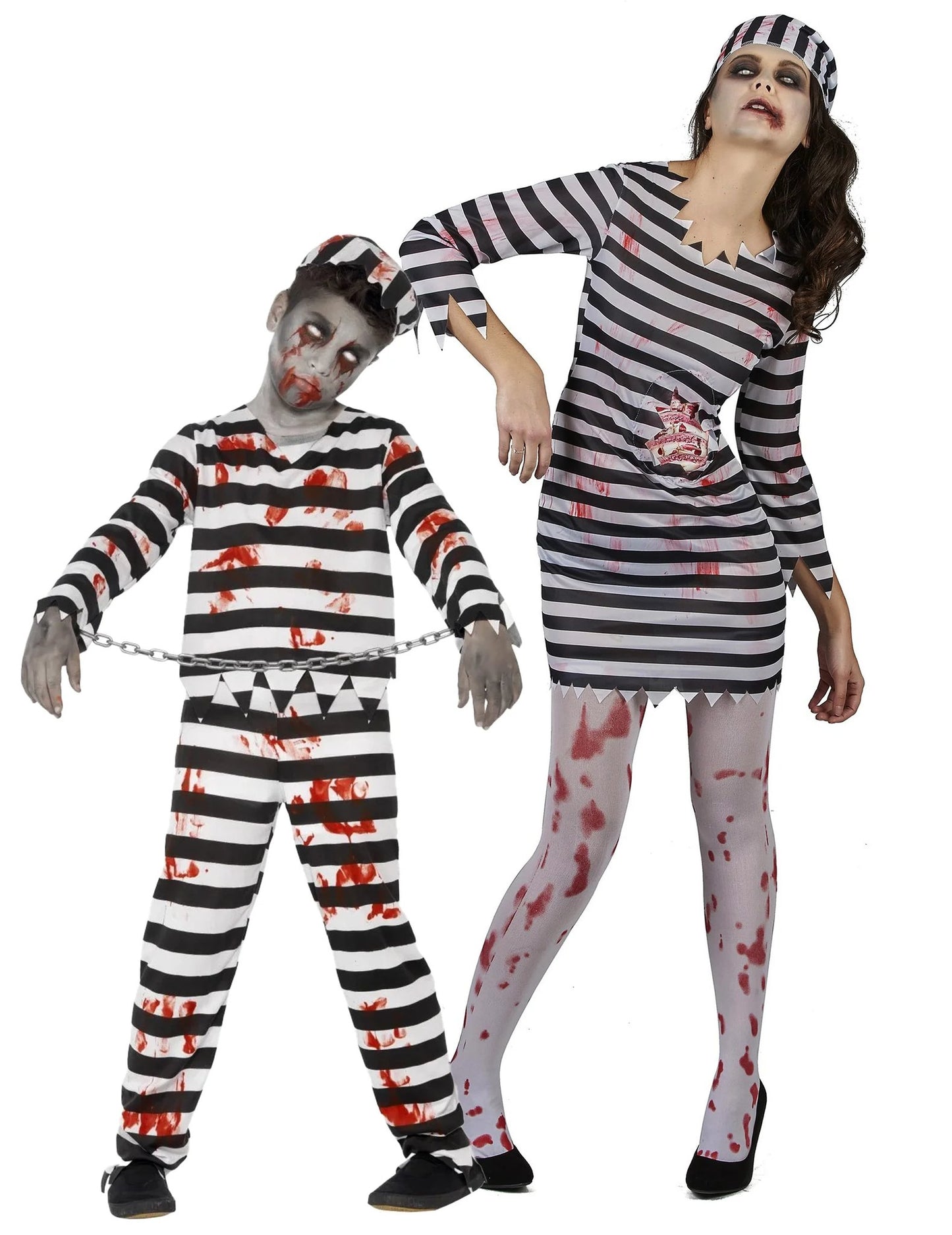 Moeder en zoon Zombie Gevangenis Koppel Halloween Kostuum