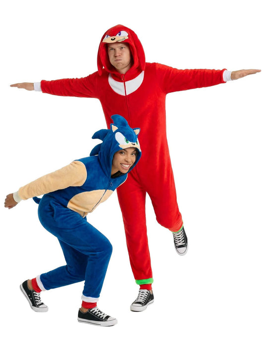 Sonic en Knuckles™ jumpsuit koppelkostuum voor volwassenen
