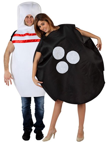 Bowlingbal en kegel koppelkostuum
