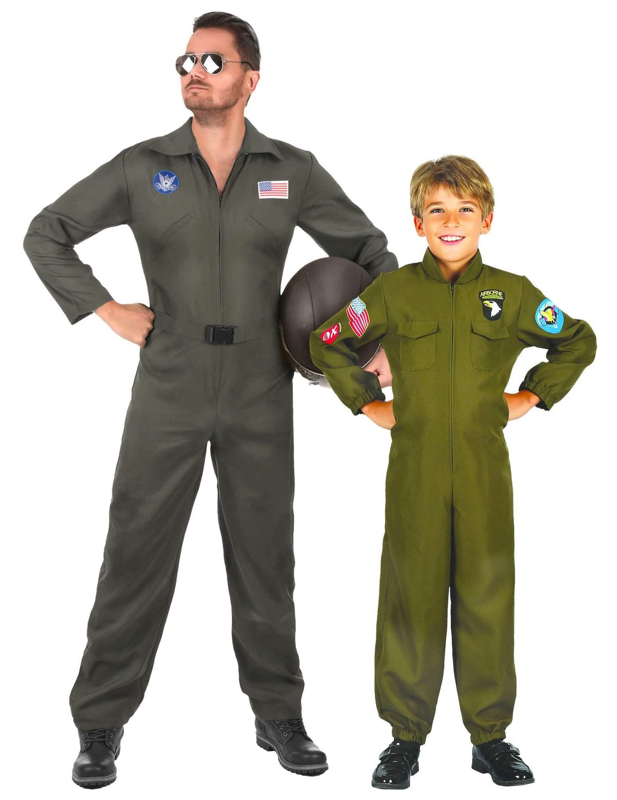 Pilotenpaar vader en zoon vermomd