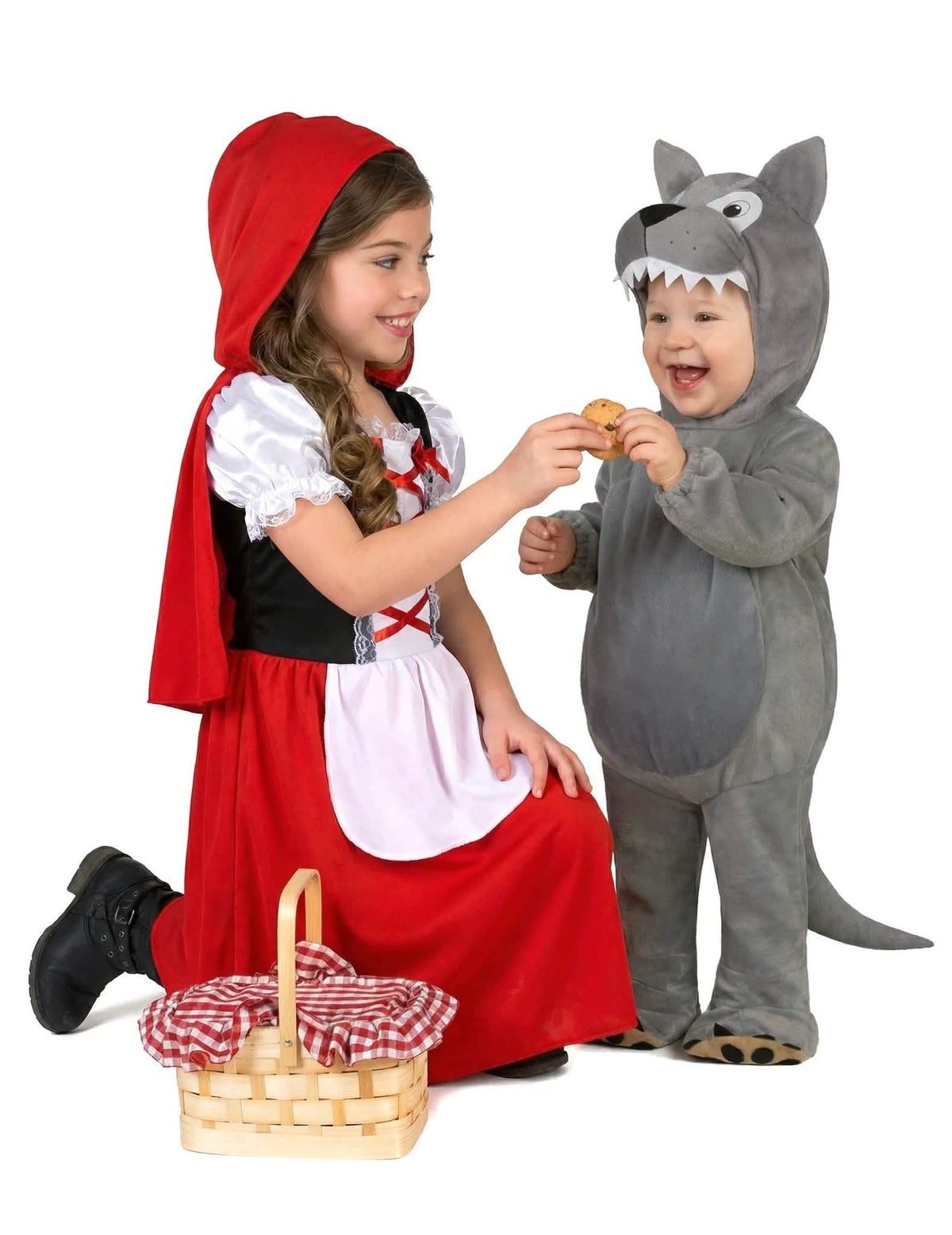 Wolf baby en Roodkapje kind koppelkostuum