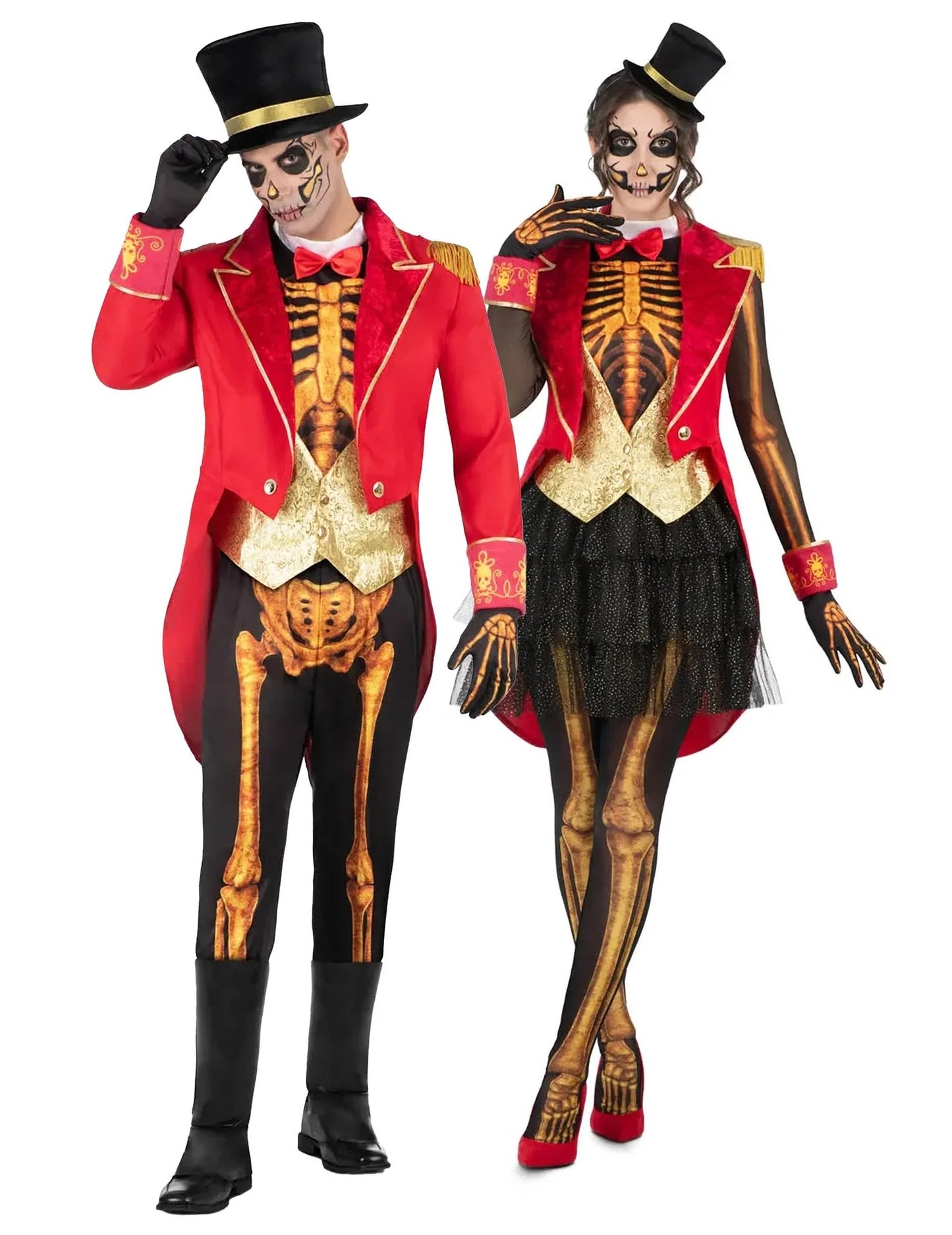 Meneer en mevrouw Ringmeester Skeletpaarkostuum voor volwassenen