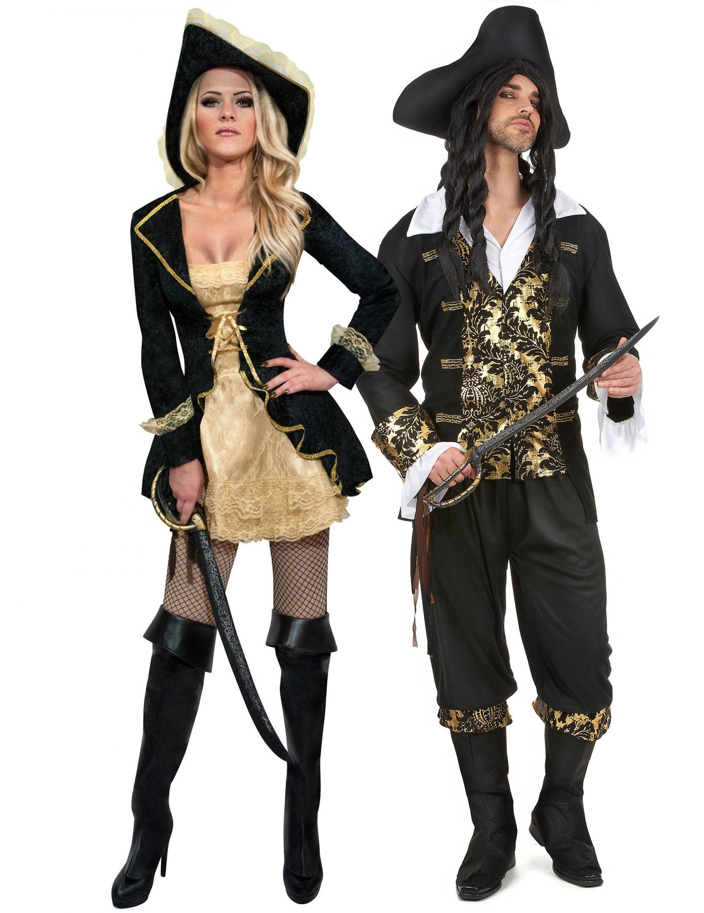 Vermomming van een volwassen barok piratenpaar