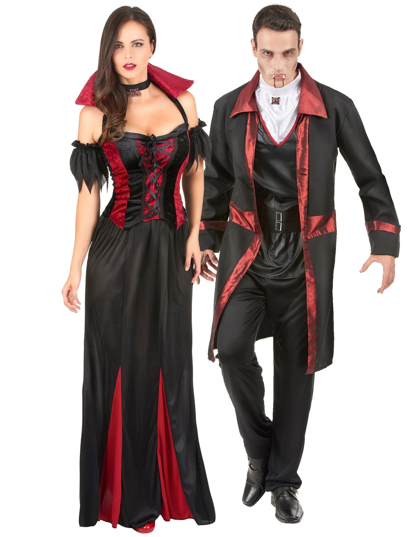 Elegant Halloween-vampierkoppelkostuum voor volwassenen