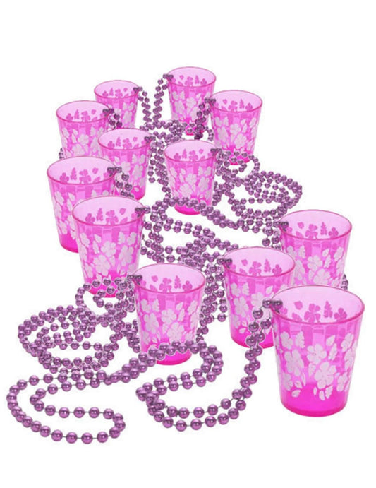 Pack de 12 colliers roses avec verre à shooter
