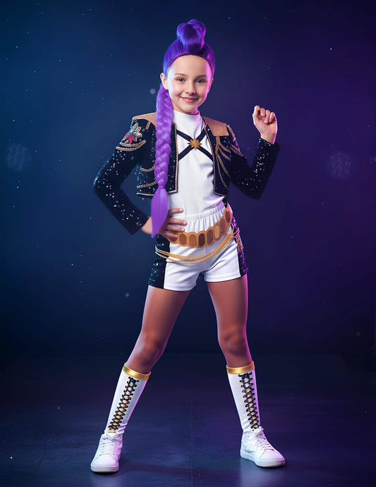 Kit Déguisement et Perruque Rumi Gold Kpop Demon Hunter™ pour fille
