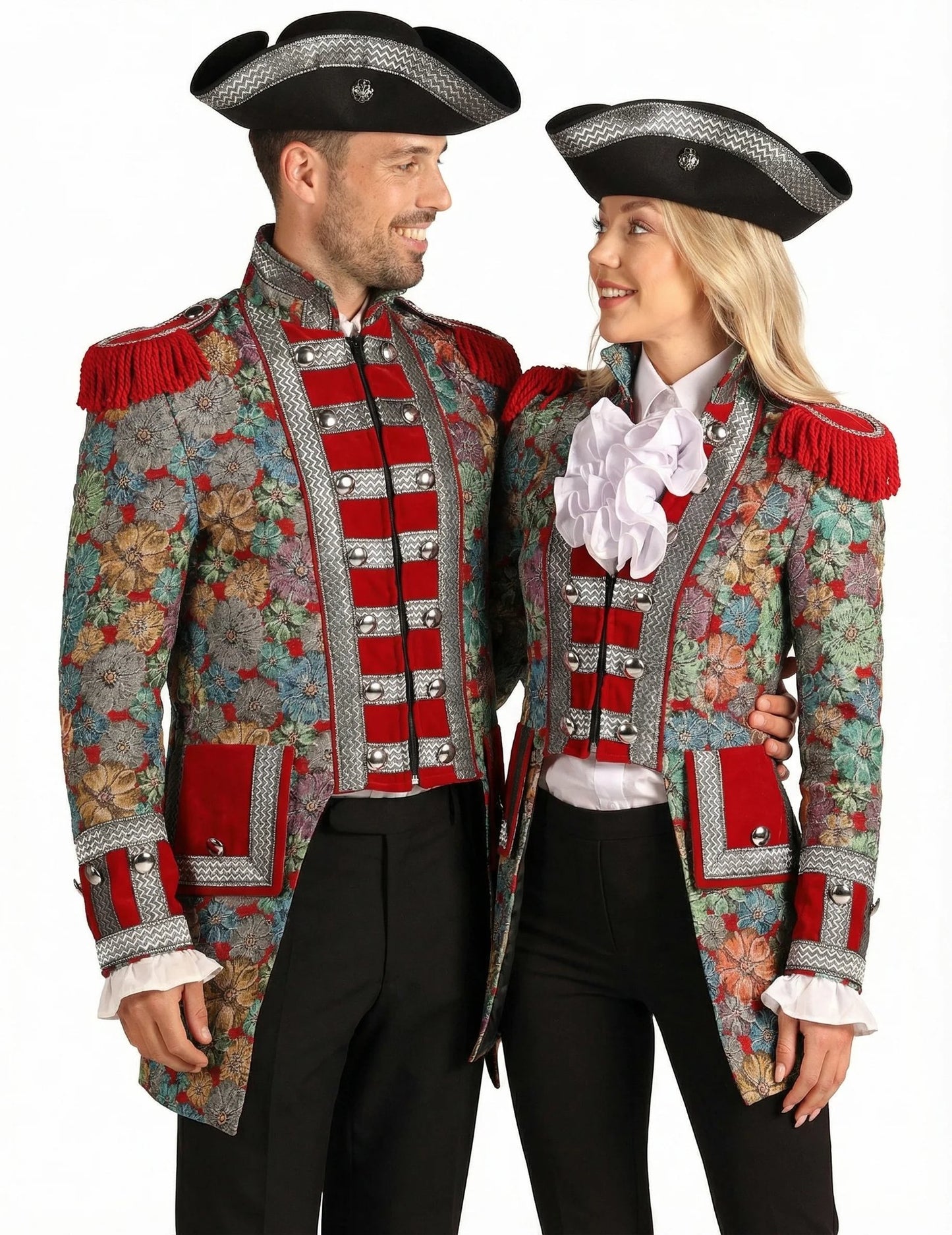 Luxe carnavalsjassen met bloemenmotief voor koppels volwassenen
