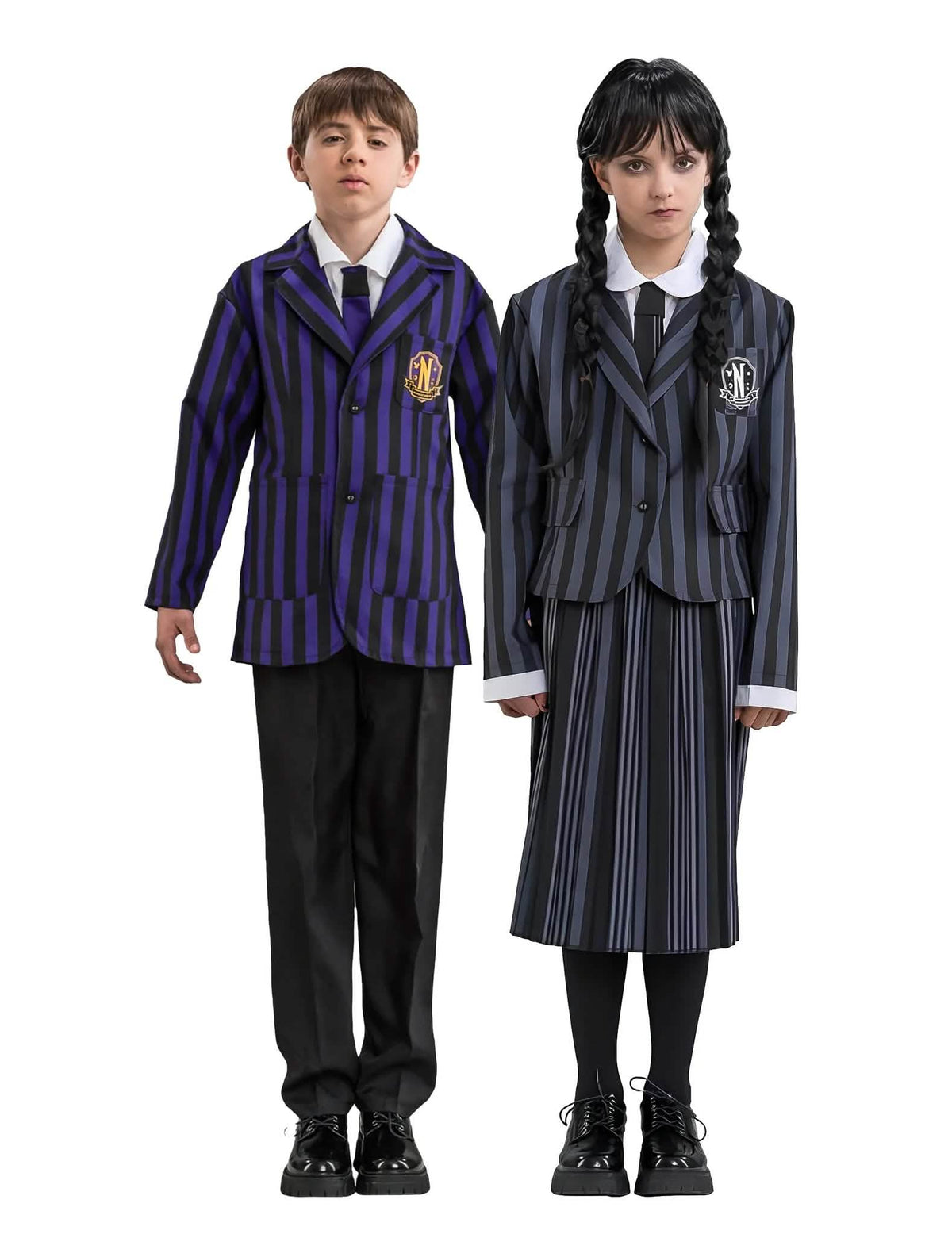 Nevermore Wednesday-kostuum voor kinderen en jongens
