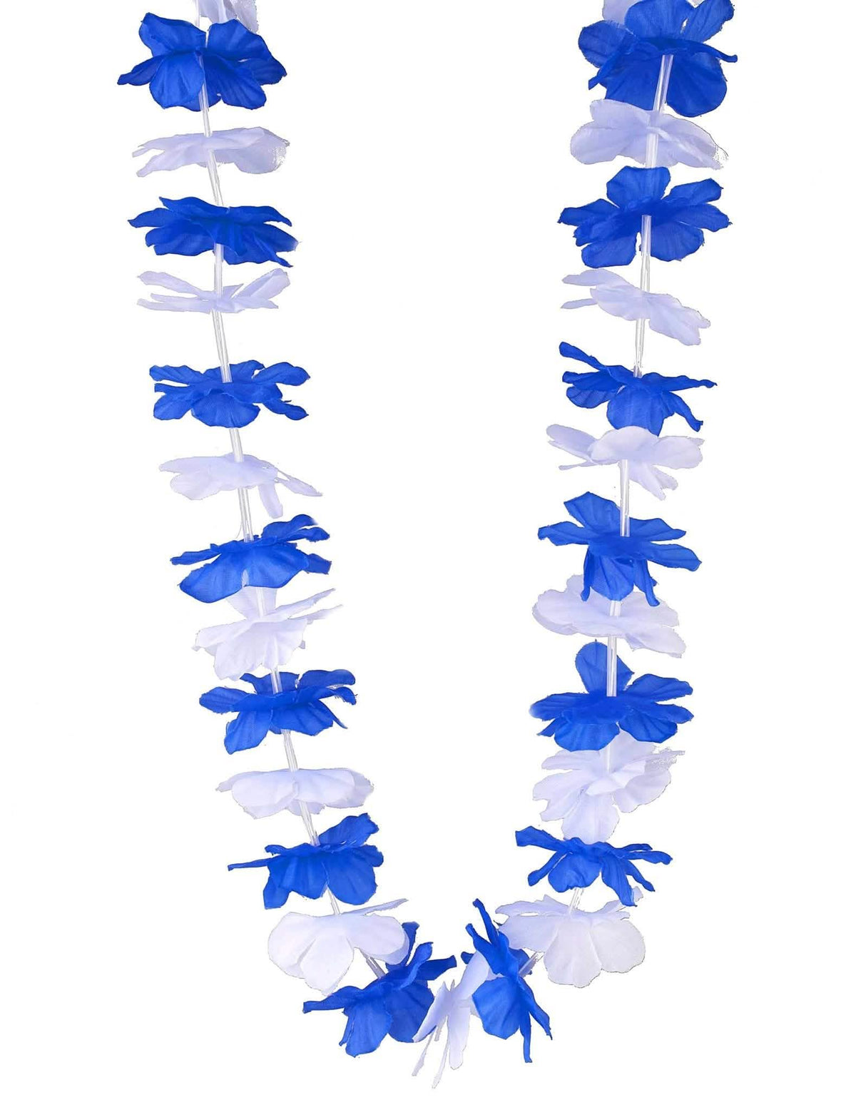 12 Hawaiiaanse kettingen blauw en wit volwassenen