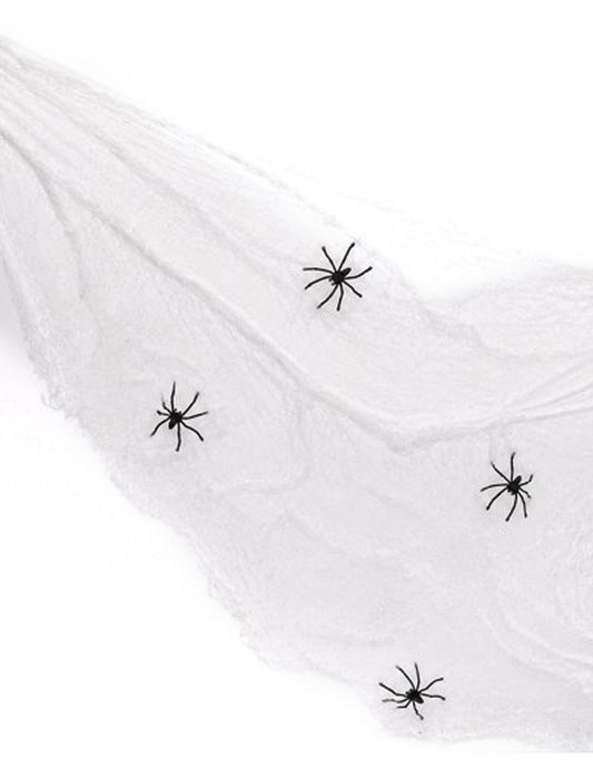 Luxe wit spinnenweb met 4 spinnen 30 g