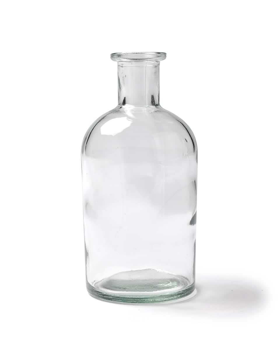 Contenant bouteille à la mer en verre transparent