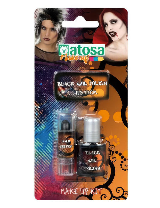Vernis et rouge à lèvres noir adulte Halloween
