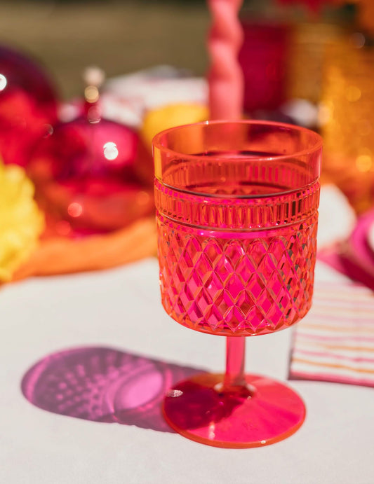 Framboosroze plastic wijnglas 270 ml