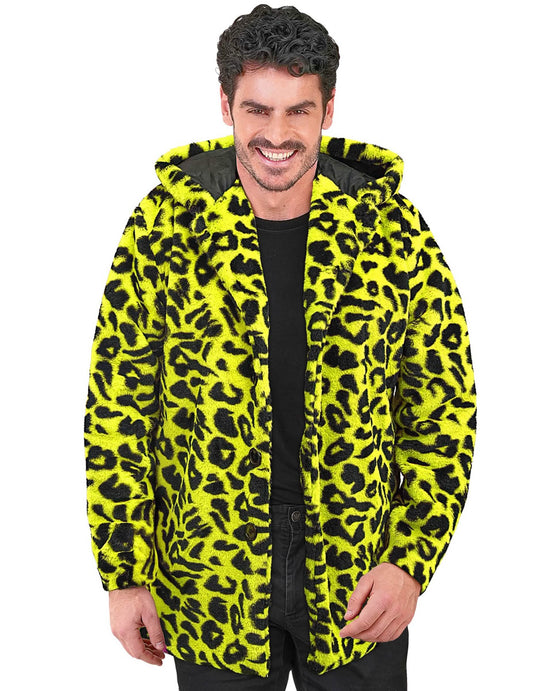 Gele luipaard vest met capuchon voor volwassenen