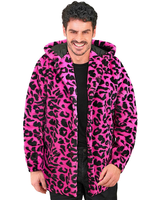 Roze luipaardvest met capuchon voor volwassenen