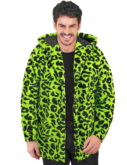 Groen luipaard vest met capuchon voor volwassenen