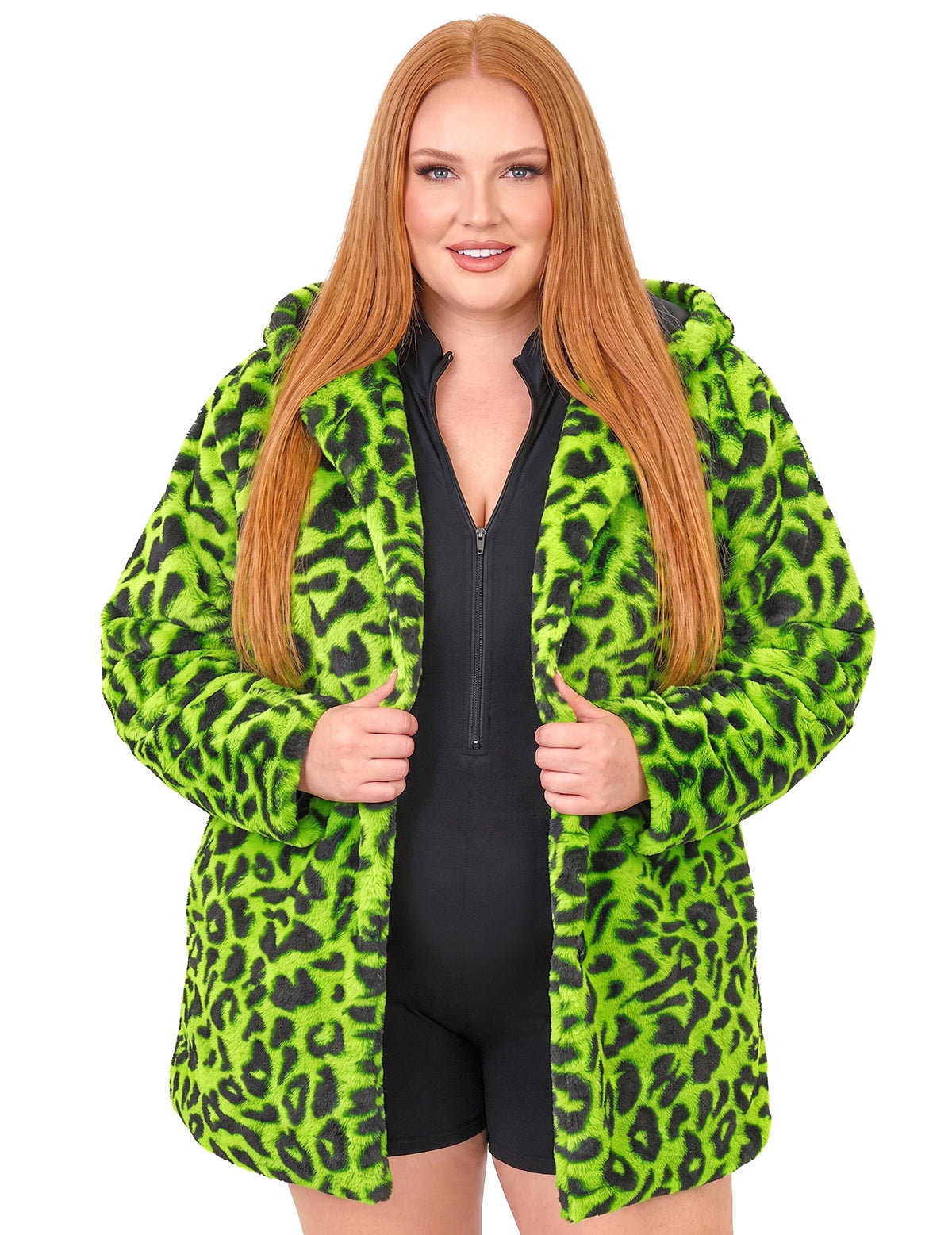Veste à capuche léopard vert adulte