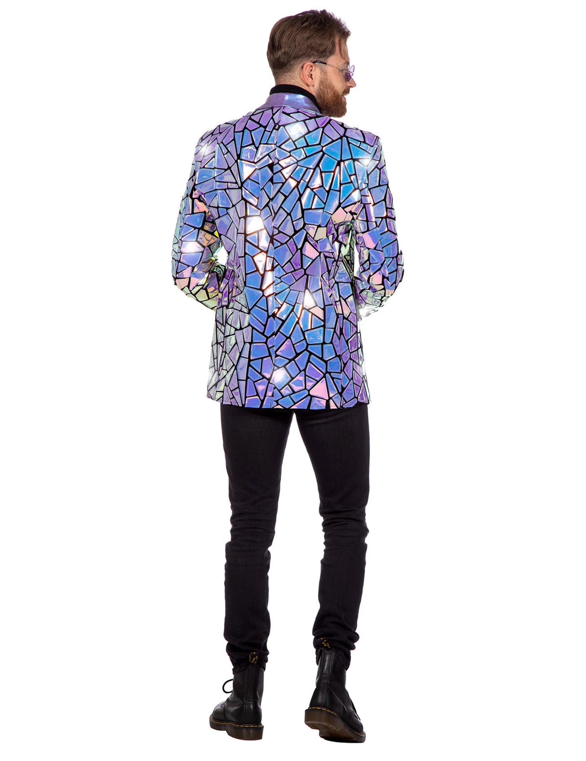 Luxe holografisch herenjasje met spiegelfacetten