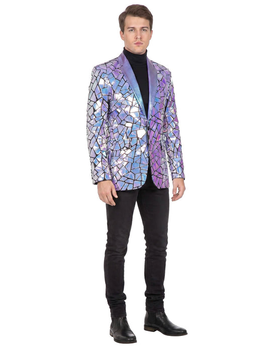 Luxe holografisch herenjasje met spiegelfacetten