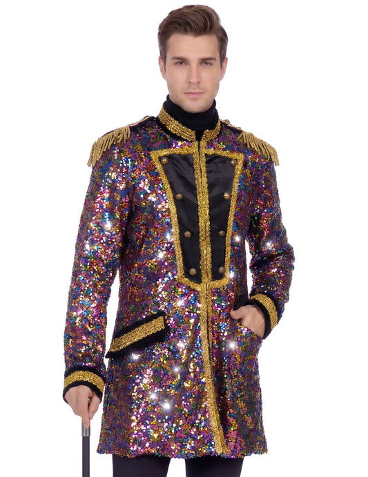 Luxe veelkleurige paillettenjas voor heren