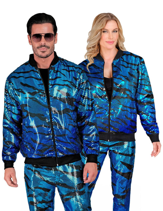 Paillettenjas blauwe golf volwassenen