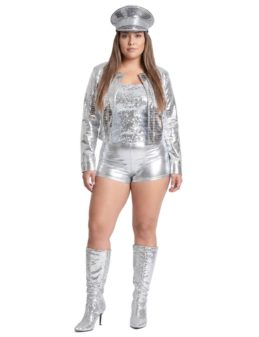 Zilverkleurige metallic crocoprint damesjas
